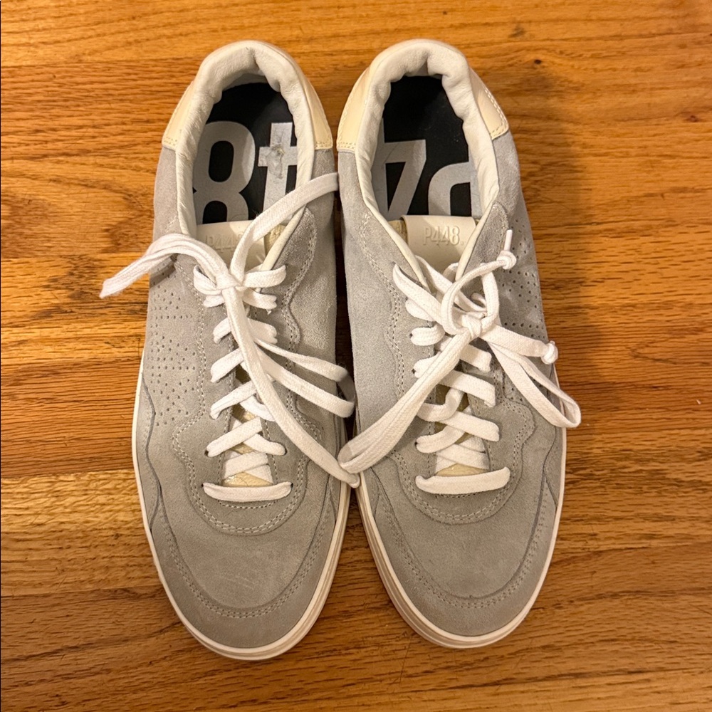 Gray P448 Suede Sneakers with White Laces